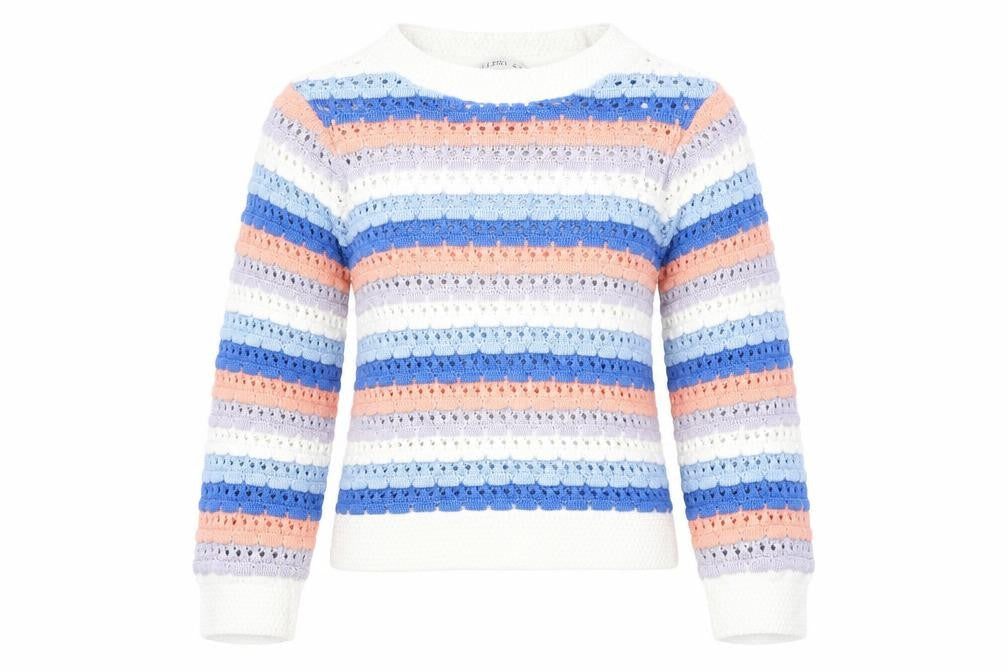 Gallery Womens Multicoloured Round Neck Striped 100% Cotton Pullover Jumper Size XS
