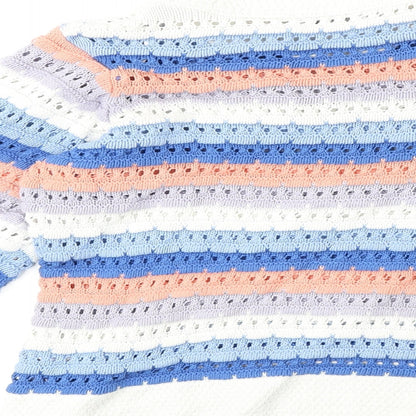 Gallery Womens Multicoloured Round Neck Striped 100% Cotton Pullover Jumper Size XS