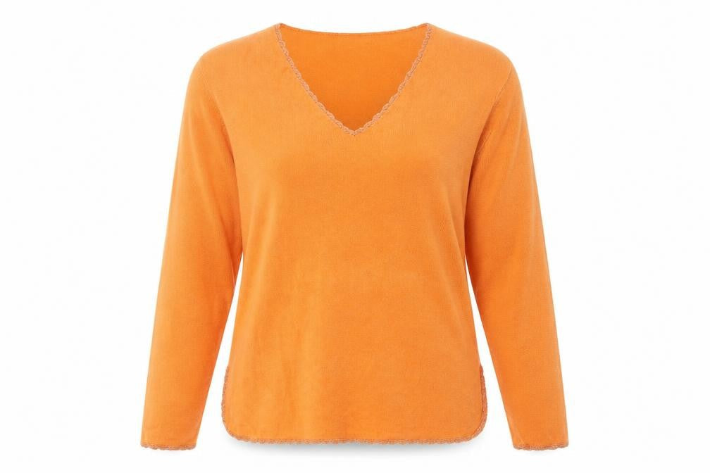 Anna Morelle Womens Orange V-Neck Acrylic Pullover Jumper Size 14