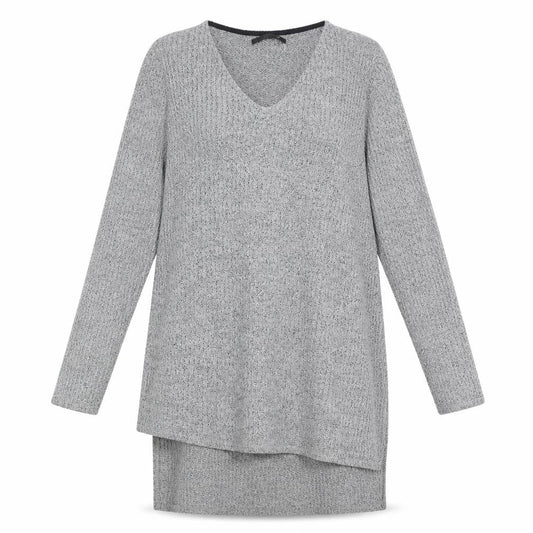 Only Womens Grey Acrylic Tunic T-Shirt Size M V-Neck