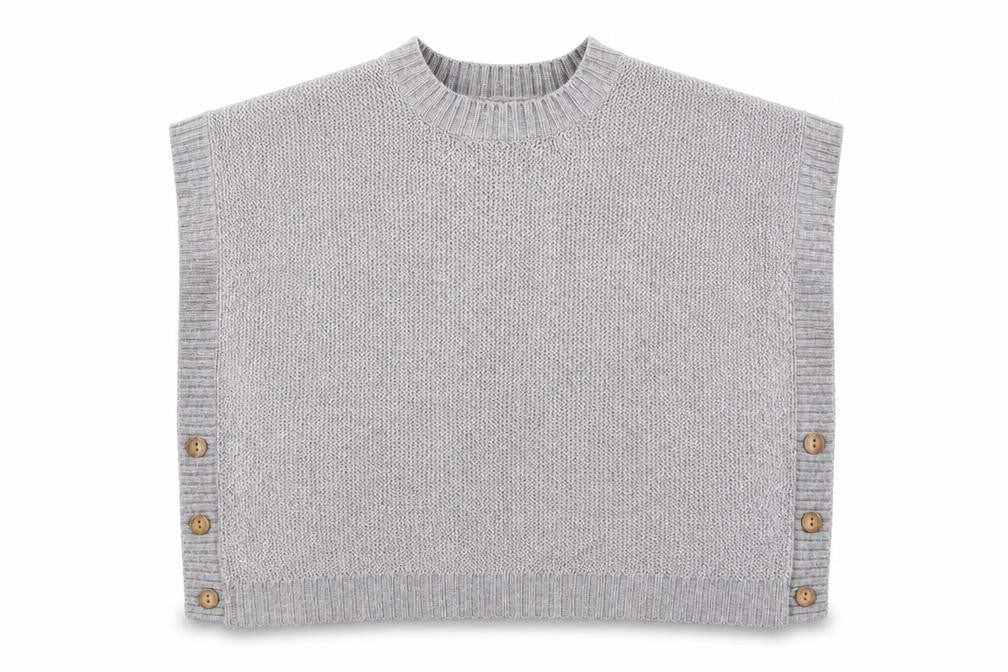 John Lewis Girls Grey Round Neck Nylon Vest Jumper Size 7-8 Years Button
