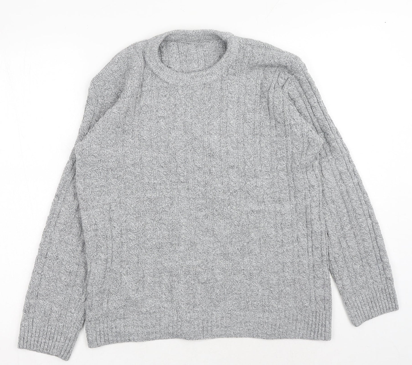 Preworn Womens Grey Round Neck Acrylic Pullover Jumper Size S