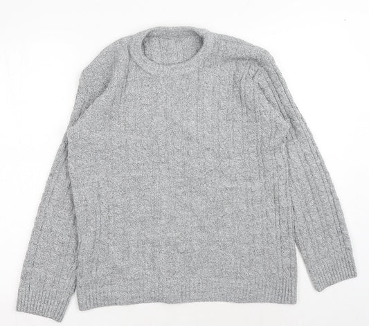 Preworn Womens Grey Round Neck Acrylic Pullover Jumper Size S