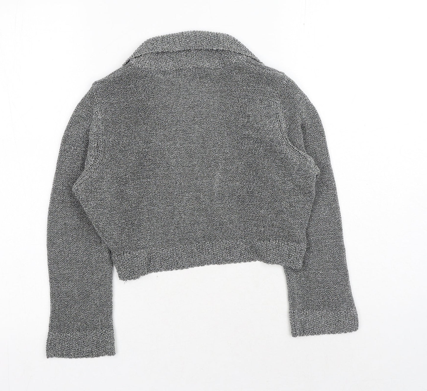 Marks and Spencer Womens Grey V-Neck Acrylic Shrug Jumper Size S