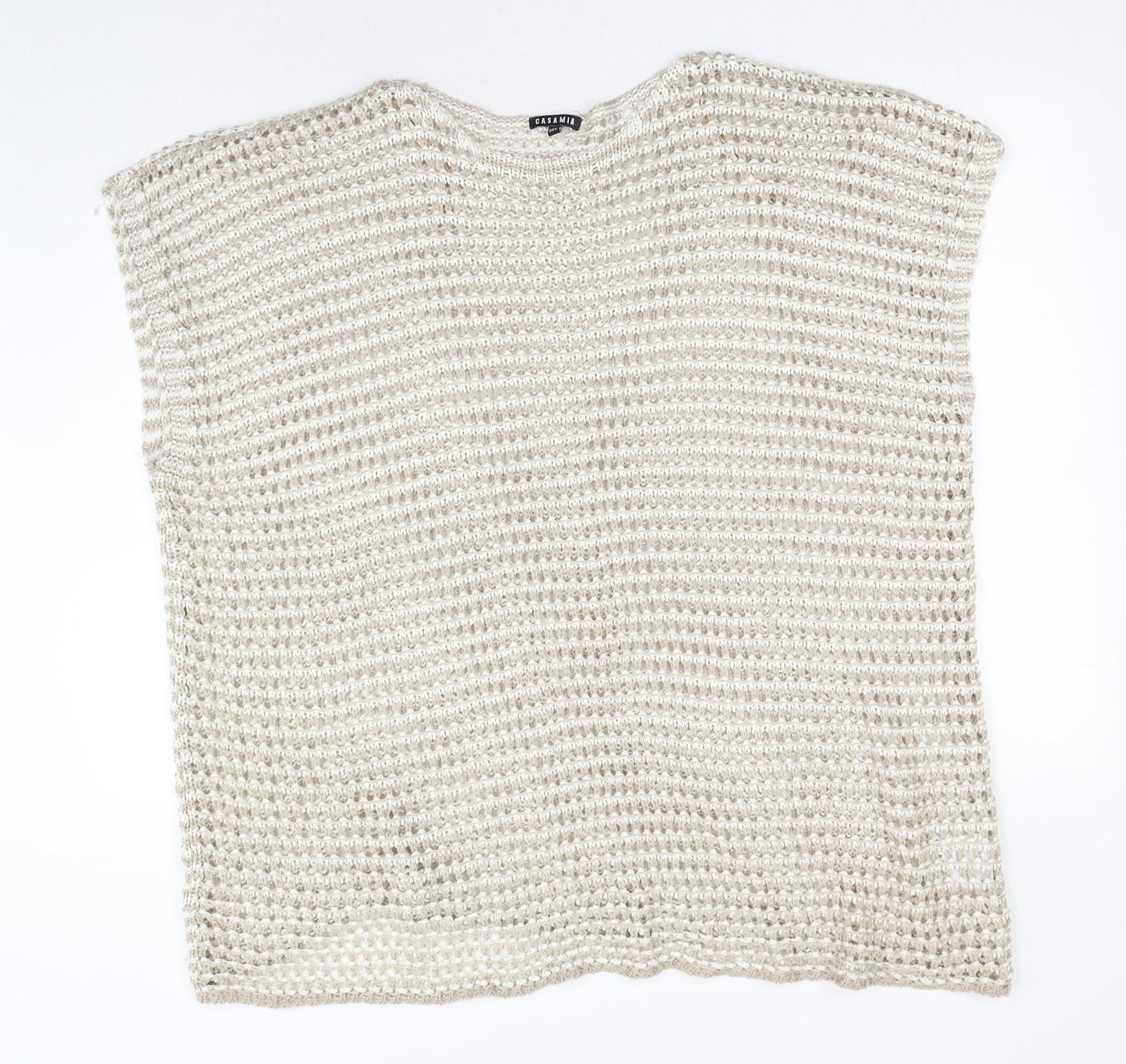Casamia Womens Beige Round Neck Acrylic Pullover Jumper Size M - Size M/L