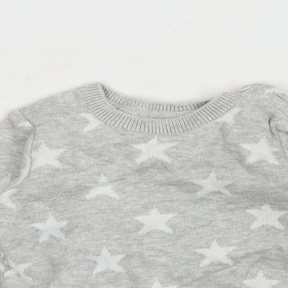 George Baby Grey Geometric Cotton Pullover Jumper One Size Button - Star