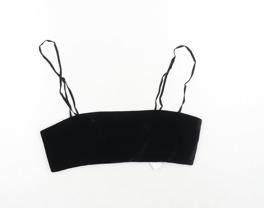Zara Womens Black Polyester Cropped Tank Size M Square Neck