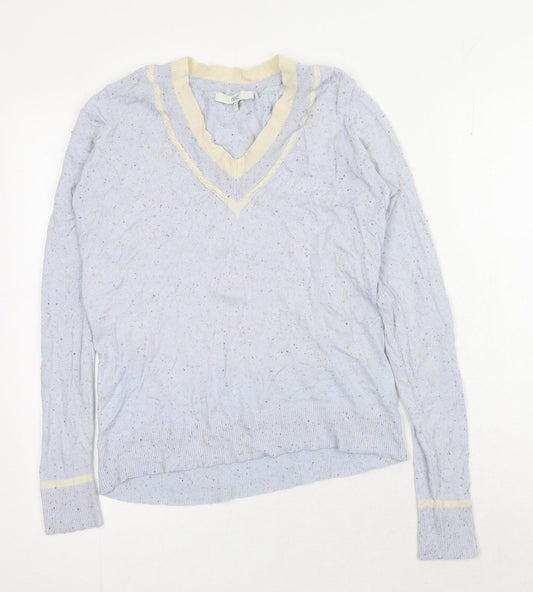 NEXT Womens Grey V-Neck Viscose Pullover Jumper Size S