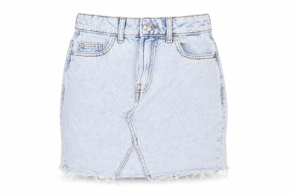 Denim & Co. Womens Blue Cotton Mini Skirt Size 6 Button