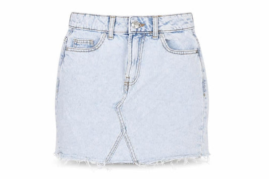 Denim & Co. Womens Blue Cotton Mini Skirt Size 6 Button