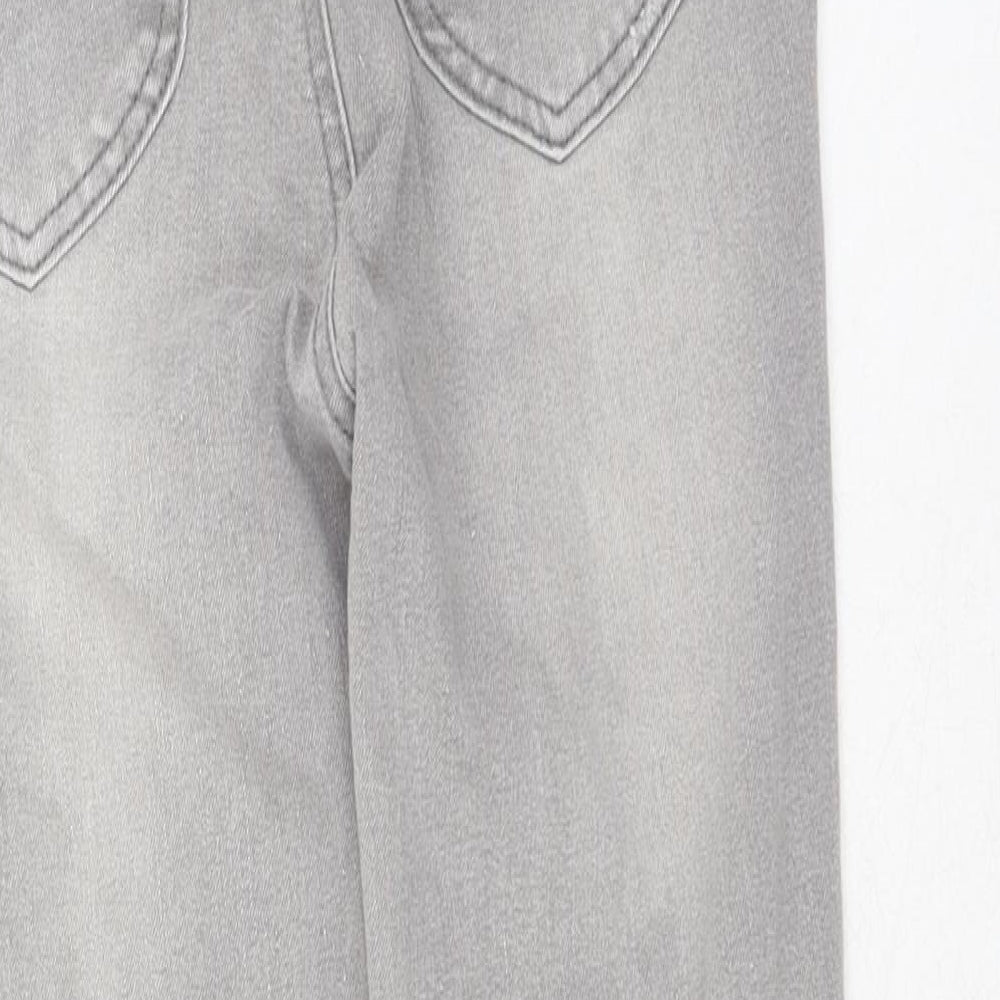 Denim & Co. Boys Grey Cotton Skinny Jeans Size 11-12 Years Regular Button - Distressed