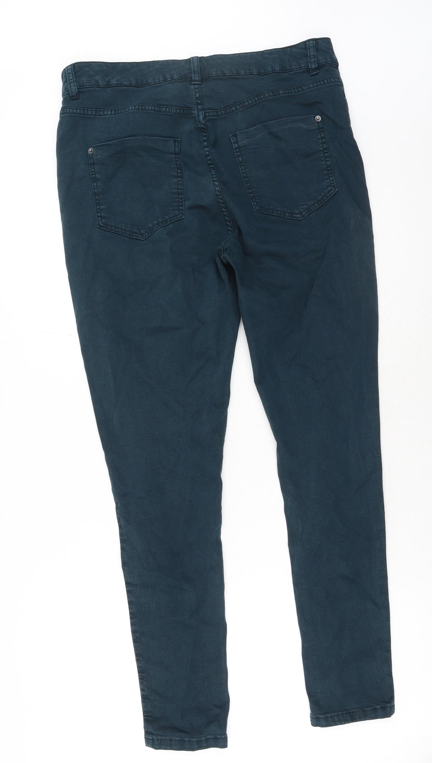 Marks and Spencer Womens Green Cotton Skinny Jeans Size 32 in Regular Button