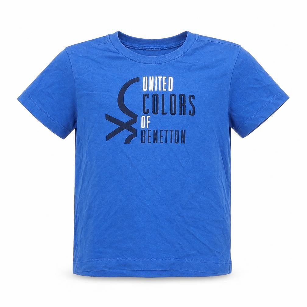 United Colors of Benetton Boys Blue Cotton Basic T-Shirt Size XS Round Neck Pullover