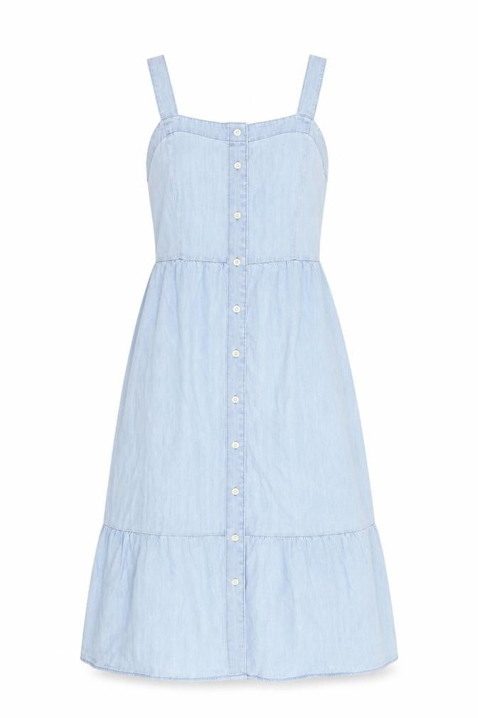 Gap Womens Blue 100% Cotton A-Line Size 6 Square Neck Button