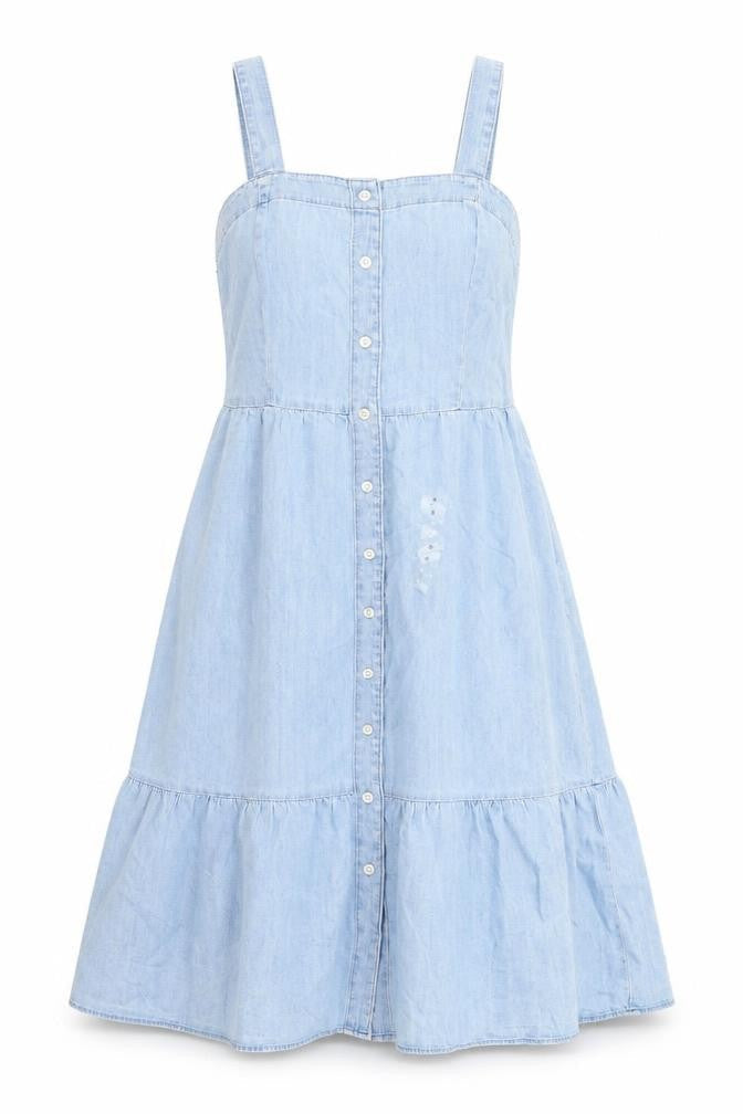 Gap Womens Blue 100% Cotton A-Line Size 6 Square Neck Button