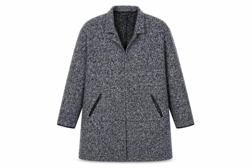 Marks & Spencer Womens Blue Geometric Overcoat Coat Size 16
