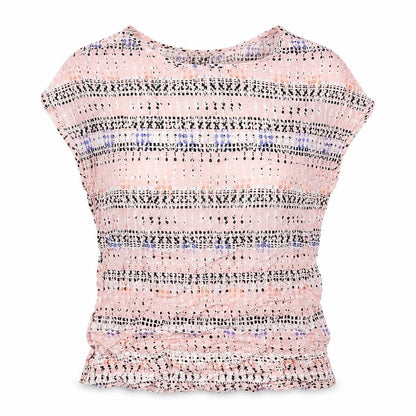 Atmosphere Womens Pink Geometric Viscose Basic Blouse Size 6 Round Neck