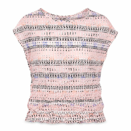 Atmosphere Womens Pink Geometric Viscose Basic Blouse Size 6 Round Neck