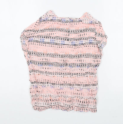 Atmosphere Womens Pink Geometric Viscose Basic Blouse Size 6 Round Neck