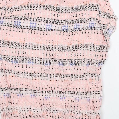 Atmosphere Womens Pink Geometric Viscose Basic Blouse Size 6 Round Neck
