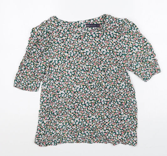 Marks and Spencer Womens Multicoloured Floral Viscose Basic Blouse Size 8 Round Neck