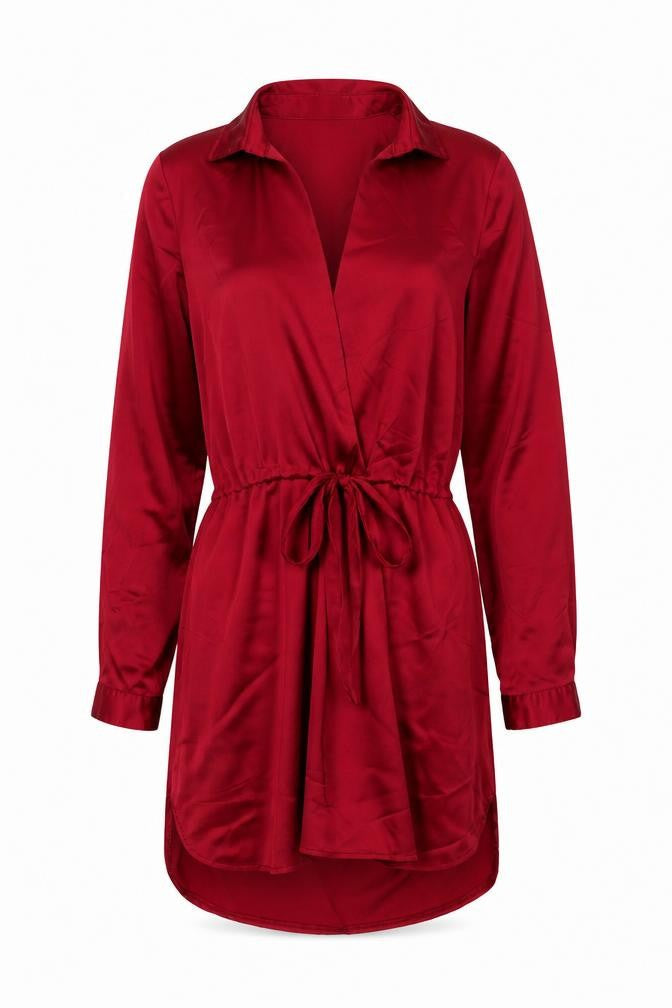 PRETTYLITTLETHING Womens Red Polyester Shirt Dress Size 6 Collared Pullover