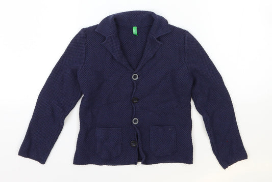 Preworn Girls Blue Jacket Blazer One Size Button