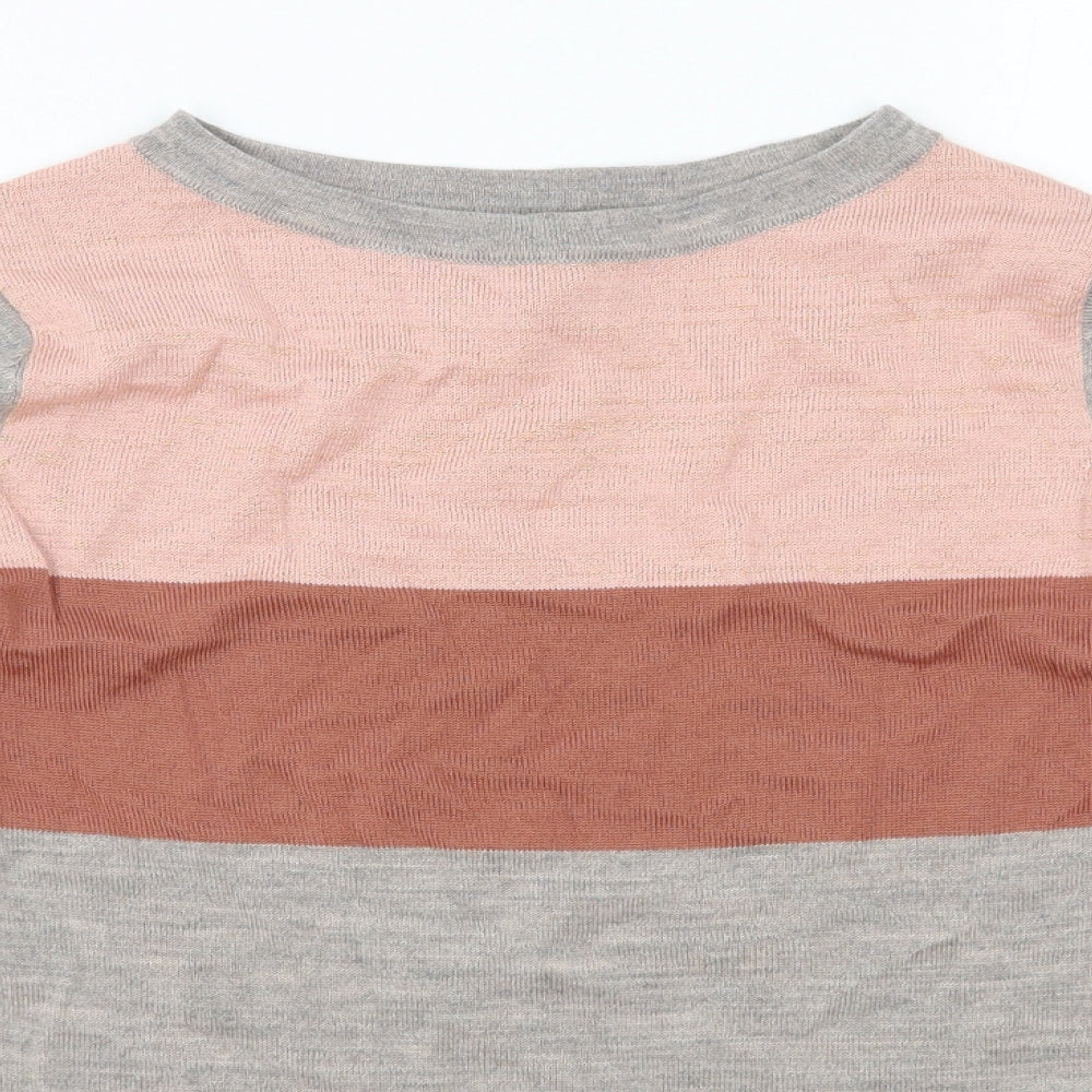 Cynthia Rowley Womens Grey Boat Neck Acrylic Pullover Jumper Size M - Colourblock