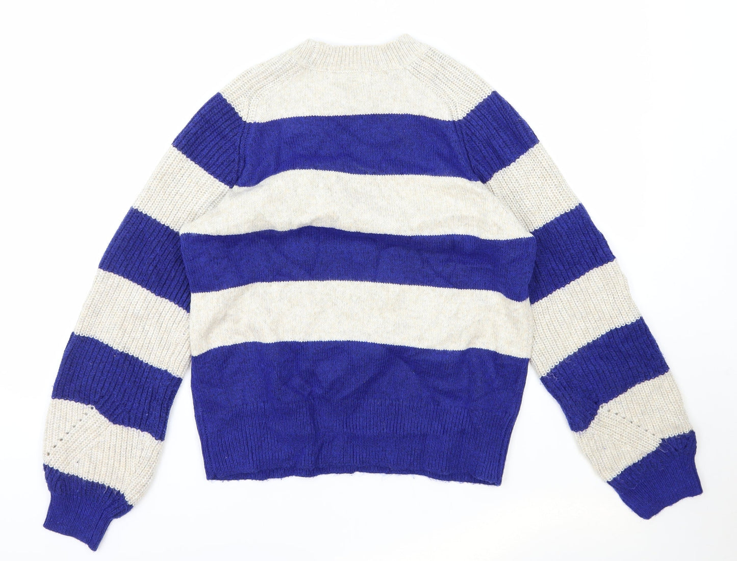 Marks and Spencer Womens Multicoloured Round Neck Striped Polyester Pullover Jumper Size S
