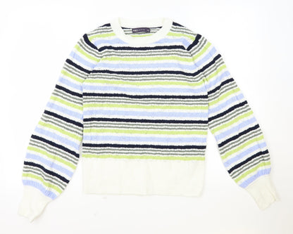 Marks & Spencer Womens Multicoloured Scoop Neck Striped Polyester Pullover Jumper Size S