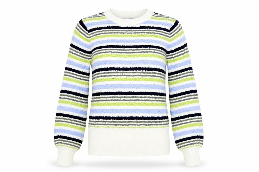 Marks & Spencer Womens Multicoloured Scoop Neck Striped Polyester Pullover Jumper Size S