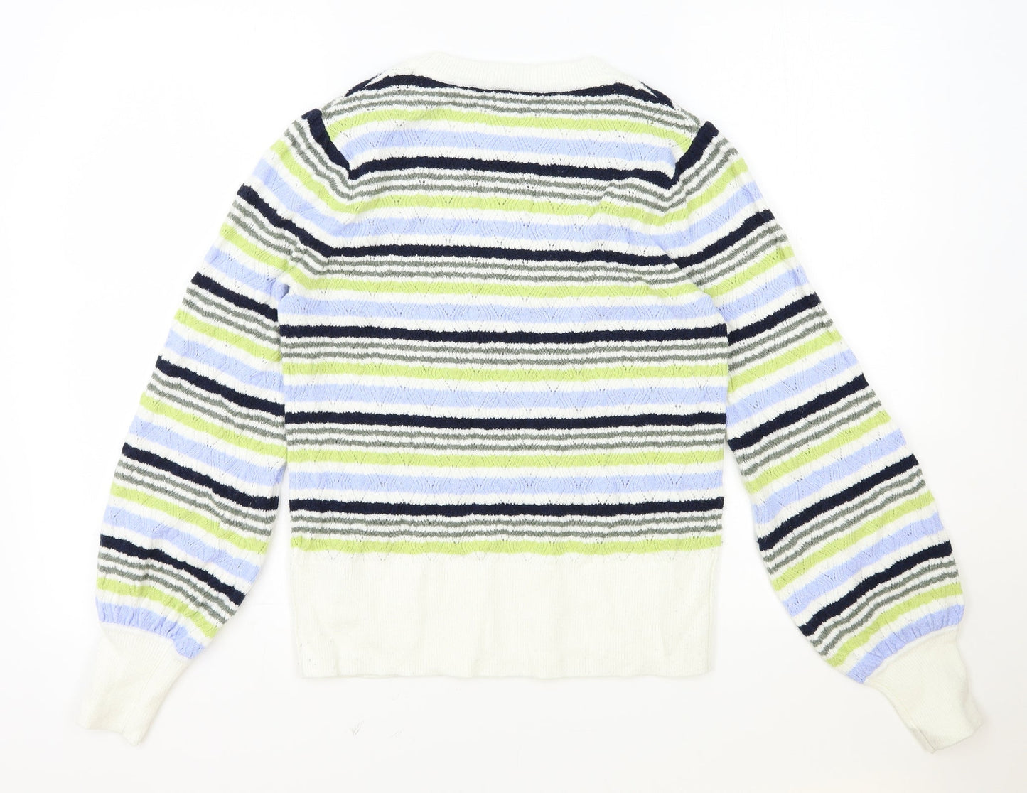 Marks and Spencer Womens Multicoloured Scoop Neck Striped Polyester Pullover Jumper Size S