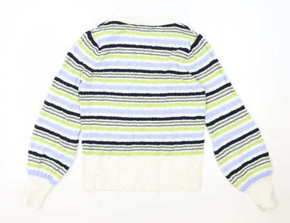 Marks & Spencer Womens Multicoloured Scoop Neck Striped Polyester Pullover Jumper Size S
