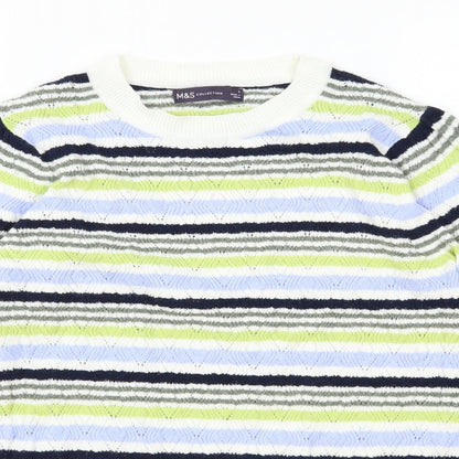Marks & Spencer Womens Multicoloured Scoop Neck Striped Polyester Pullover Jumper Size S