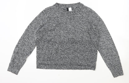 H&M Womens Grey Scoop Neck Acrylic Pullover Jumper Size S