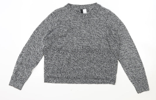 H&M Womens Grey Scoop Neck Acrylic Pullover Jumper Size S