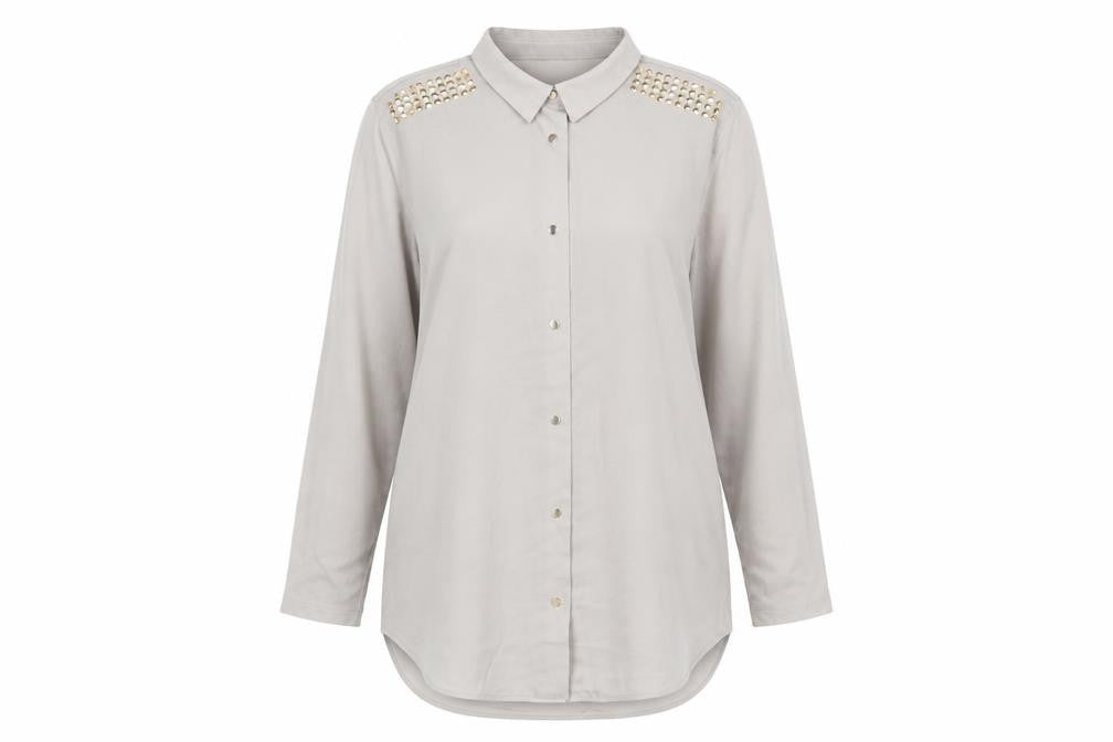 H&M Womens Brown Polyester Basic Button-Up Size M V-Neck