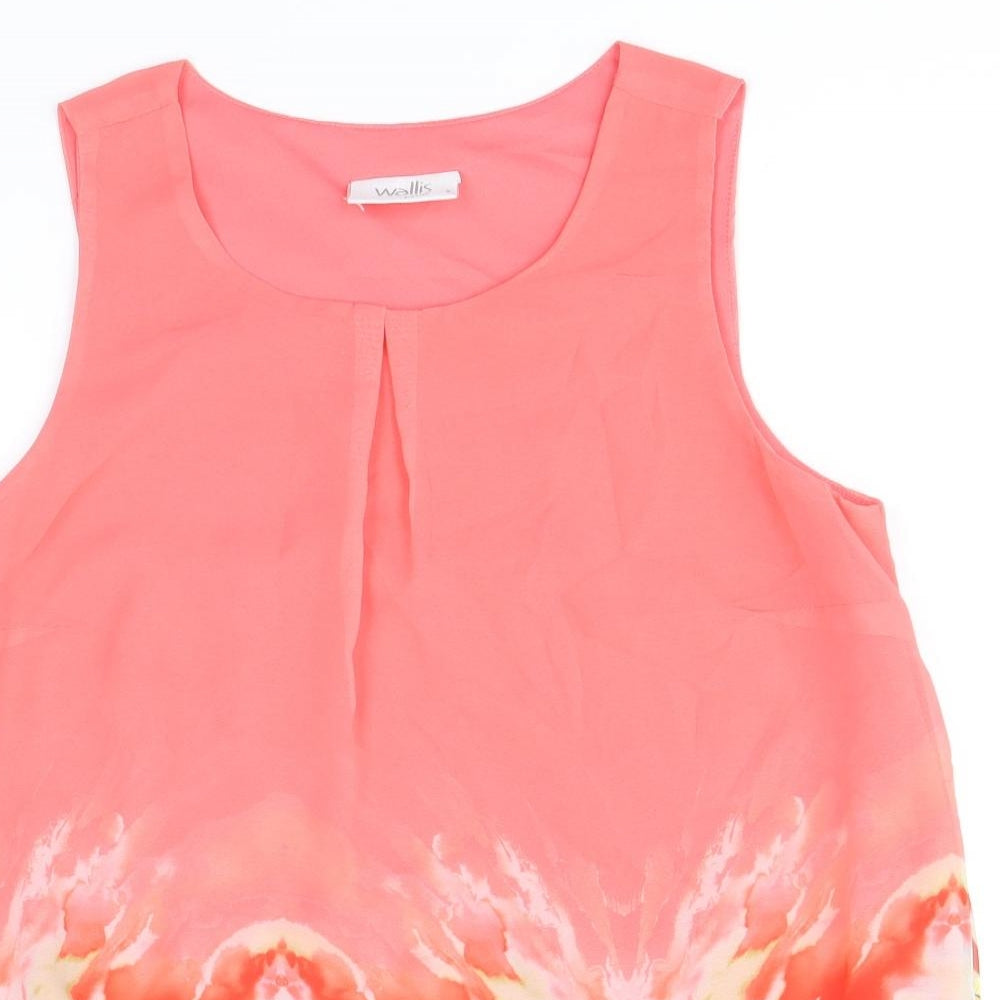 Wallis Womens Pink Polyester Basic Tank Size S Round Neck