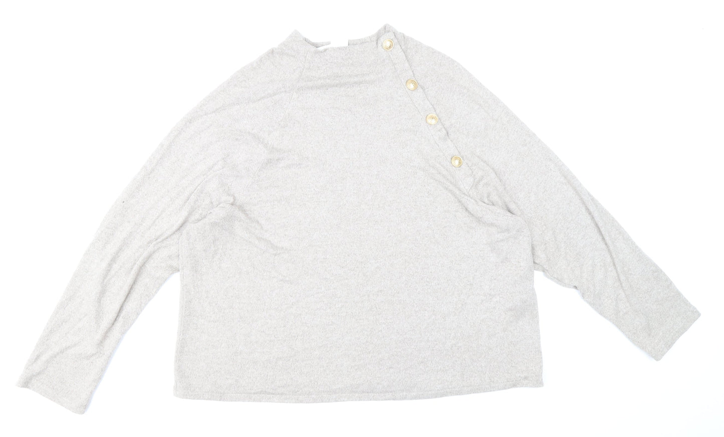 H&M Womens Beige Mock Neck Viscose Pullover Jumper Size M
