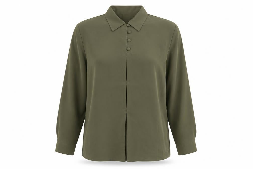 Boggi Milano Womens Green Polyester Basic Blouse Size 14 V-Neck