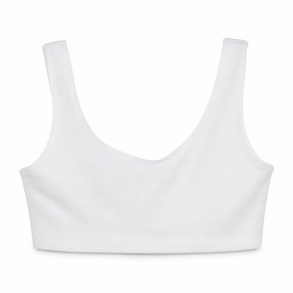 Boohoo Womens White Polyester Cropped Tank Size 12 Scoop Neck