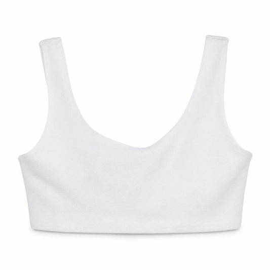 Boohoo Womens White Polyester Cropped Tank Size 12 Scoop Neck