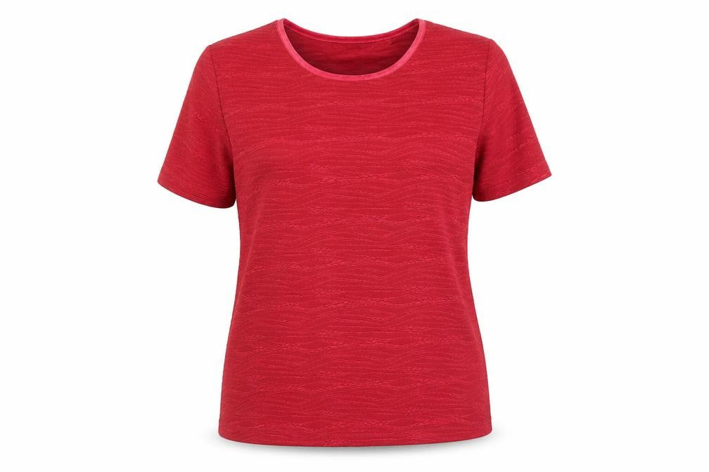 EWM Womens Red Polyester Basic T-Shirt Size 14 Scoop Neck - Size 14-16