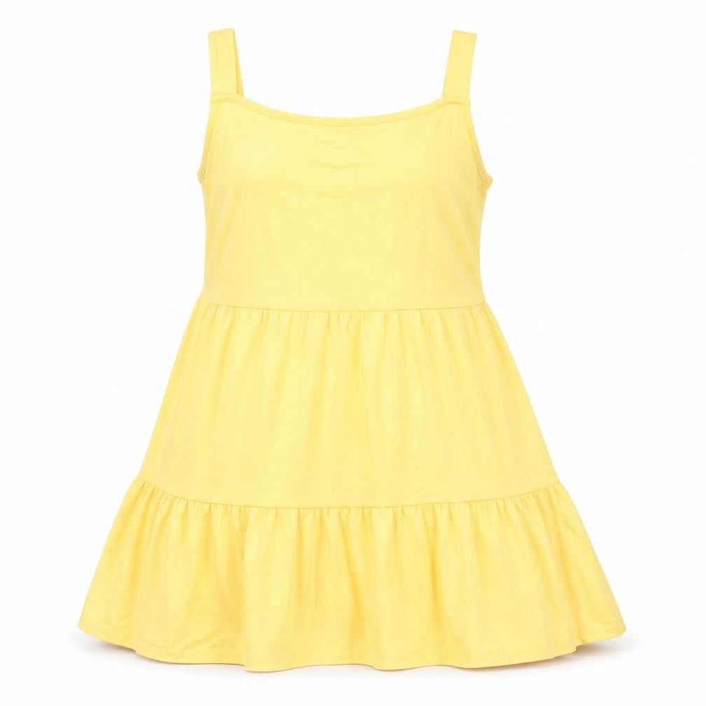 F&F Womens Yellow Viscose Fit & Flare Size 8 Square Neck Pullover