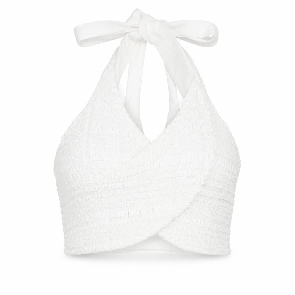 Nakd Womens White Polyester Cropped Tank Size 10 Halter