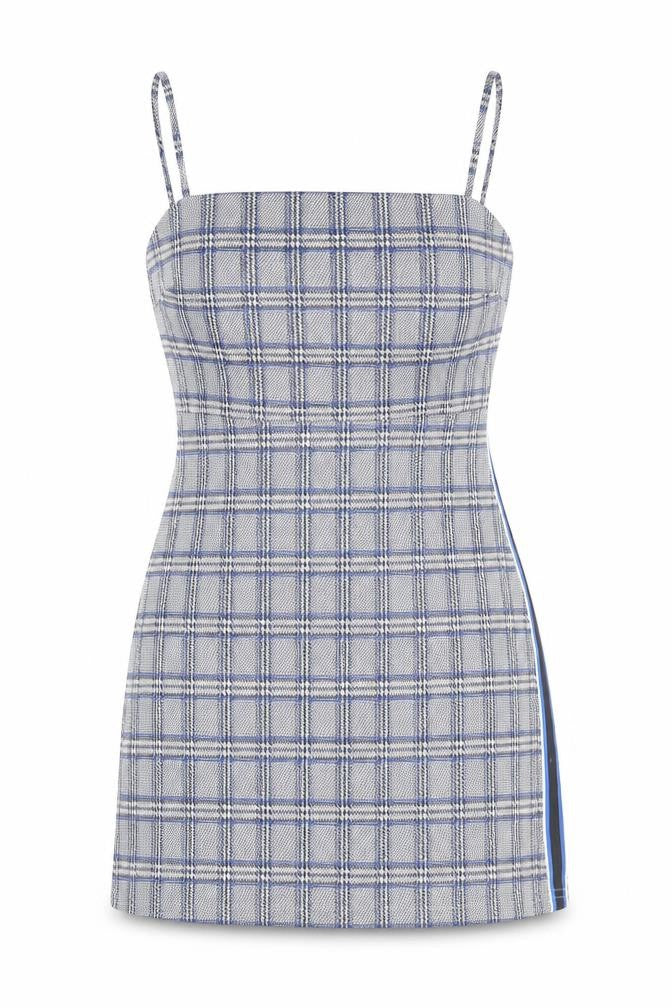 Primark Womens Blue Geometric Polyester Mini Size 8 Square Neck Pullover