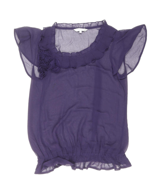 RJR.John Rocha Womens Purple Polyester Basic Blouse Size 14 Scoop Neck