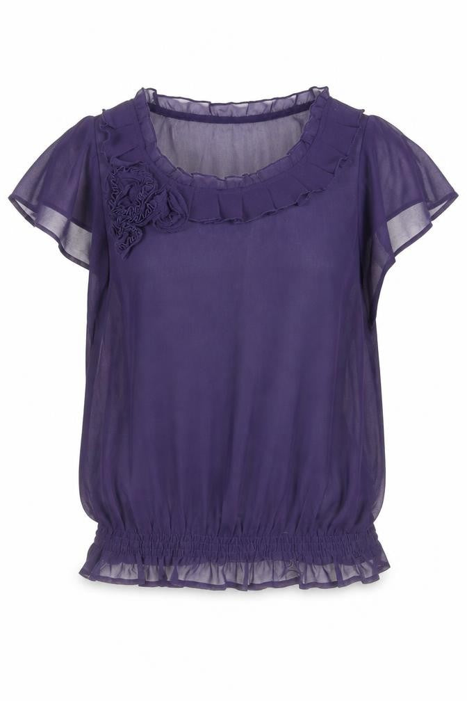 RJR.John Rocha Womens Purple Polyester Basic Blouse Size 14 Scoop Neck