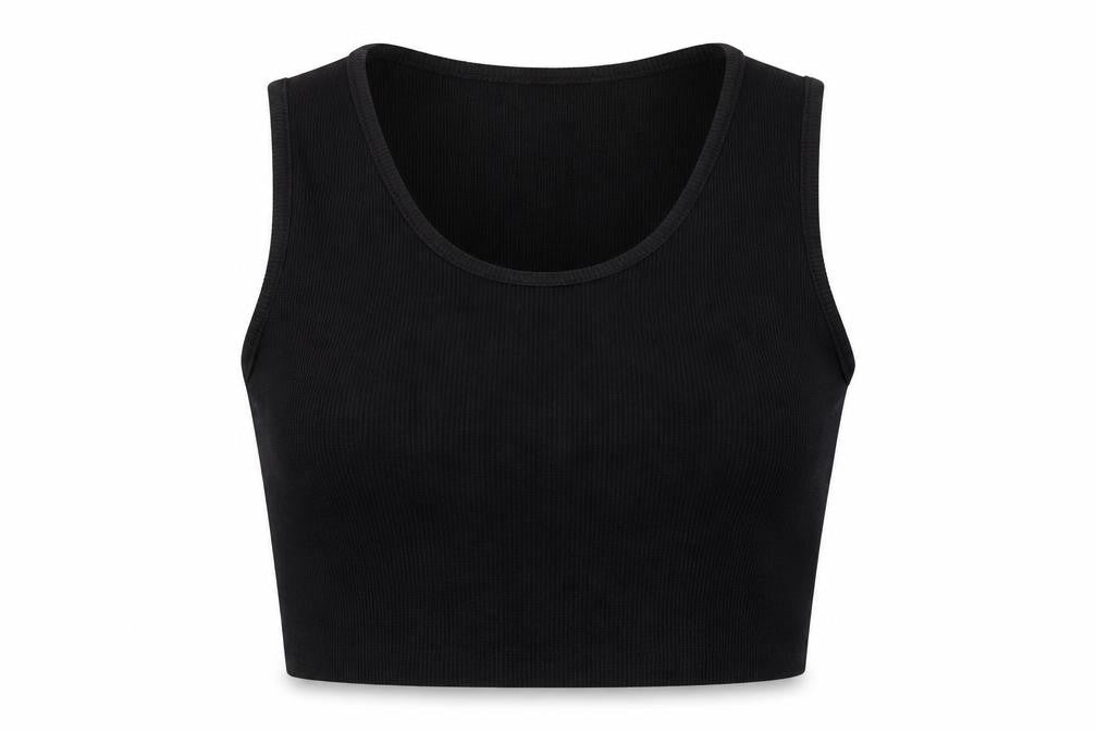 Missguided Womens Black Polyester Cropped Tank Size 8 Round Neck