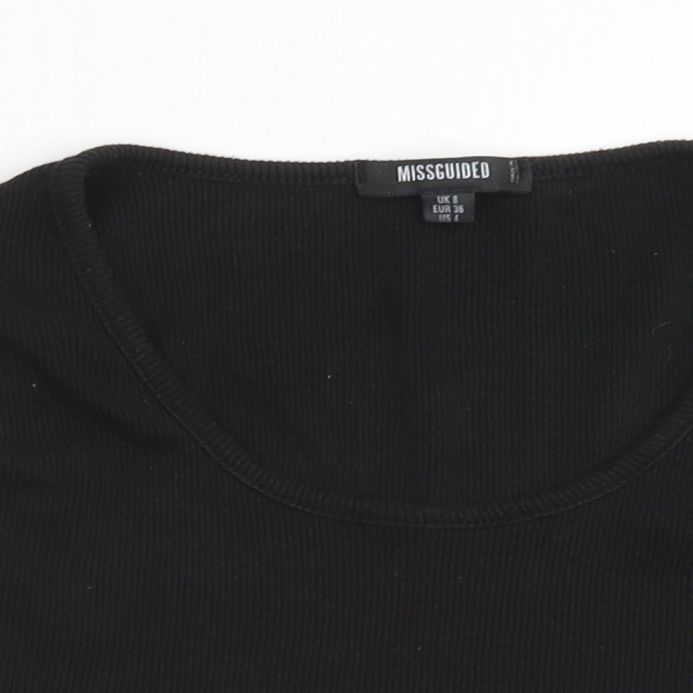 Missguided Womens Black Polyester Cropped Tank Size 8 Round Neck